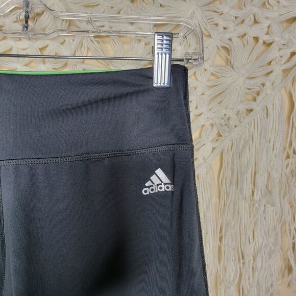 Adidas Climalite Stretch Logo Leggings Black Green Size Small - Picture 3 of 10